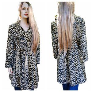 Plush Fur Cheetah Wrap - 60's Perfect Faux Fur Cheetah Leopard Wrap Coat Sz M-L